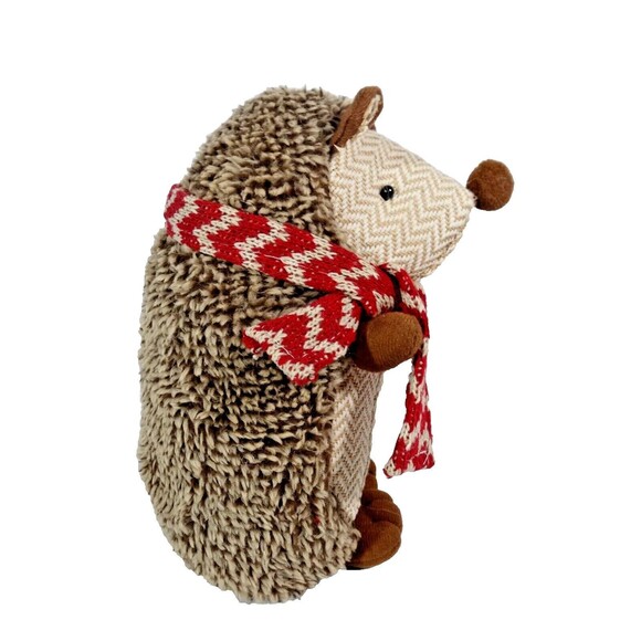 Dan Dee Christmas Hedgehog Plush Embroidered Poinsettia Scarf Weighted 9-in Gift - Picture 4 of 7